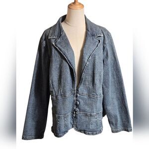 Venezia Vintage Denim Blazer Jacket Plus Size